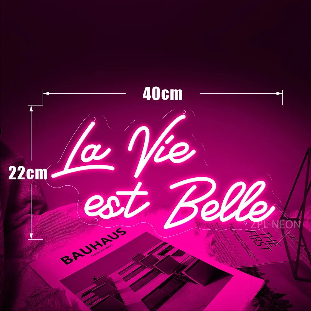 La Vie Est Belle Neon Light Sign Life Is Beautiful Custom Neon Led Sign Room Decor Wall Restaurant Cafe Bar Birthday Decor Party