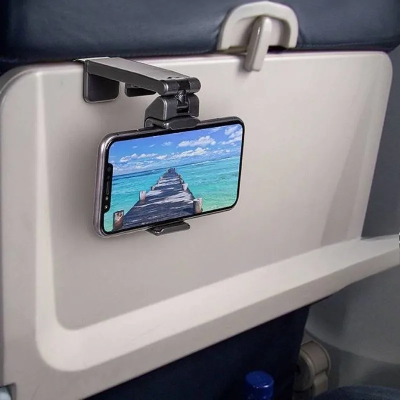 Car Seat Smartphone Stand, Adjustable Rotatable Selfie Holding Airplane Phone Holder Portable Travel Accessories