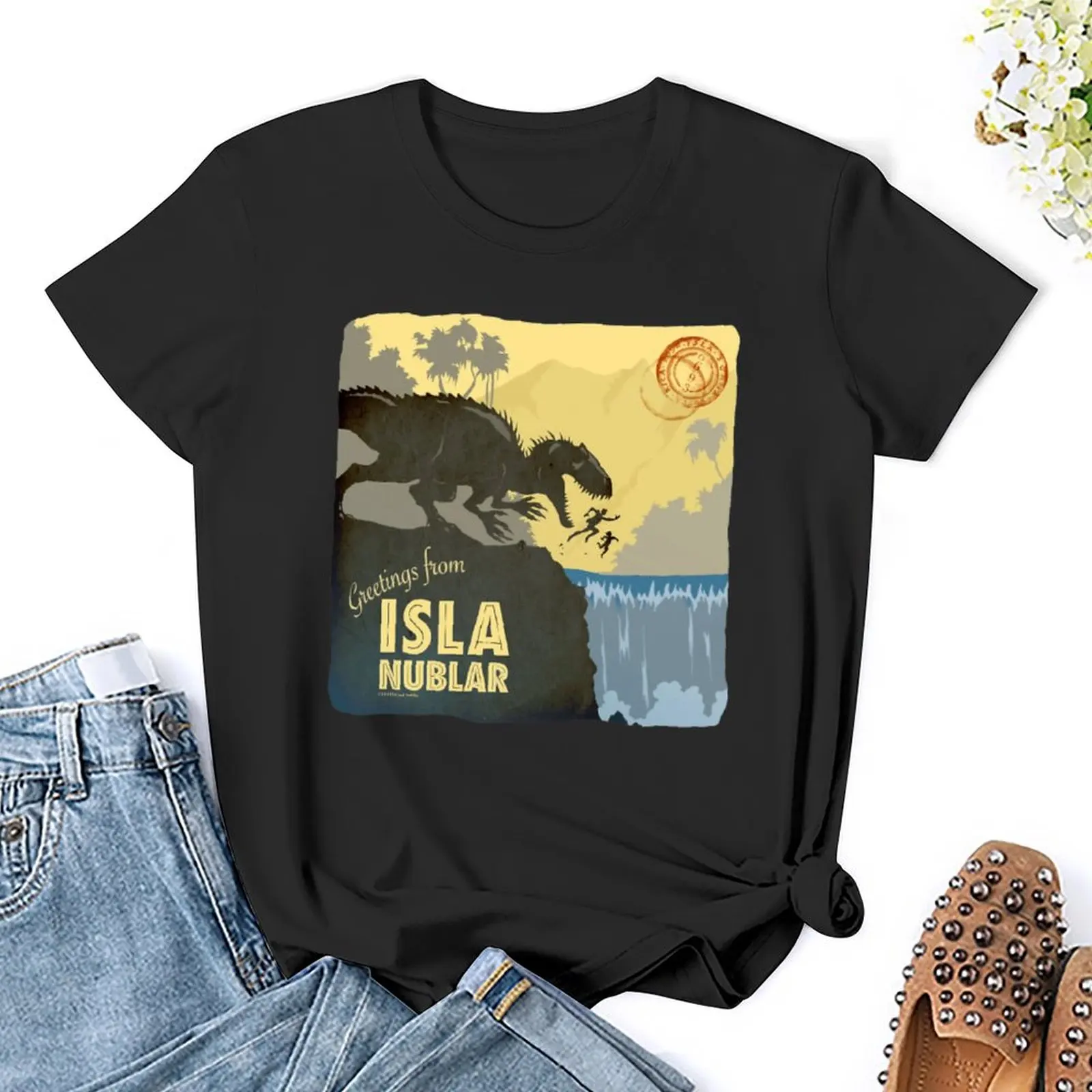 Greetings From ISLA Nublar Indominus (Dark) Tshirt Vintage T-shirt Harajuku Motion  Humor Graphic Aactivity Competition