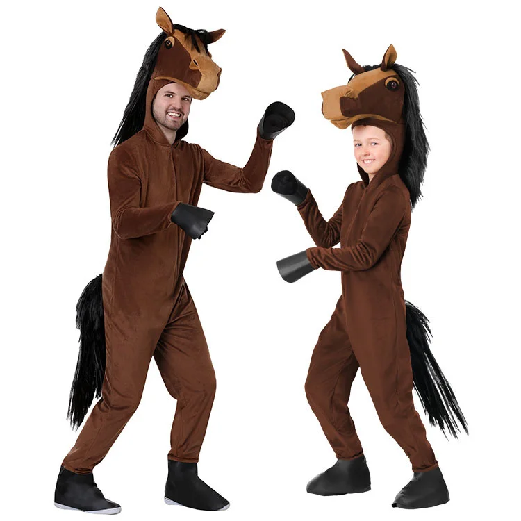 

Kids Animals Brown Horse Costume Outfit Boys Girls Party Role Playing Dress Up Jumpsuit Children Halloween Cosplay Costumes Suit