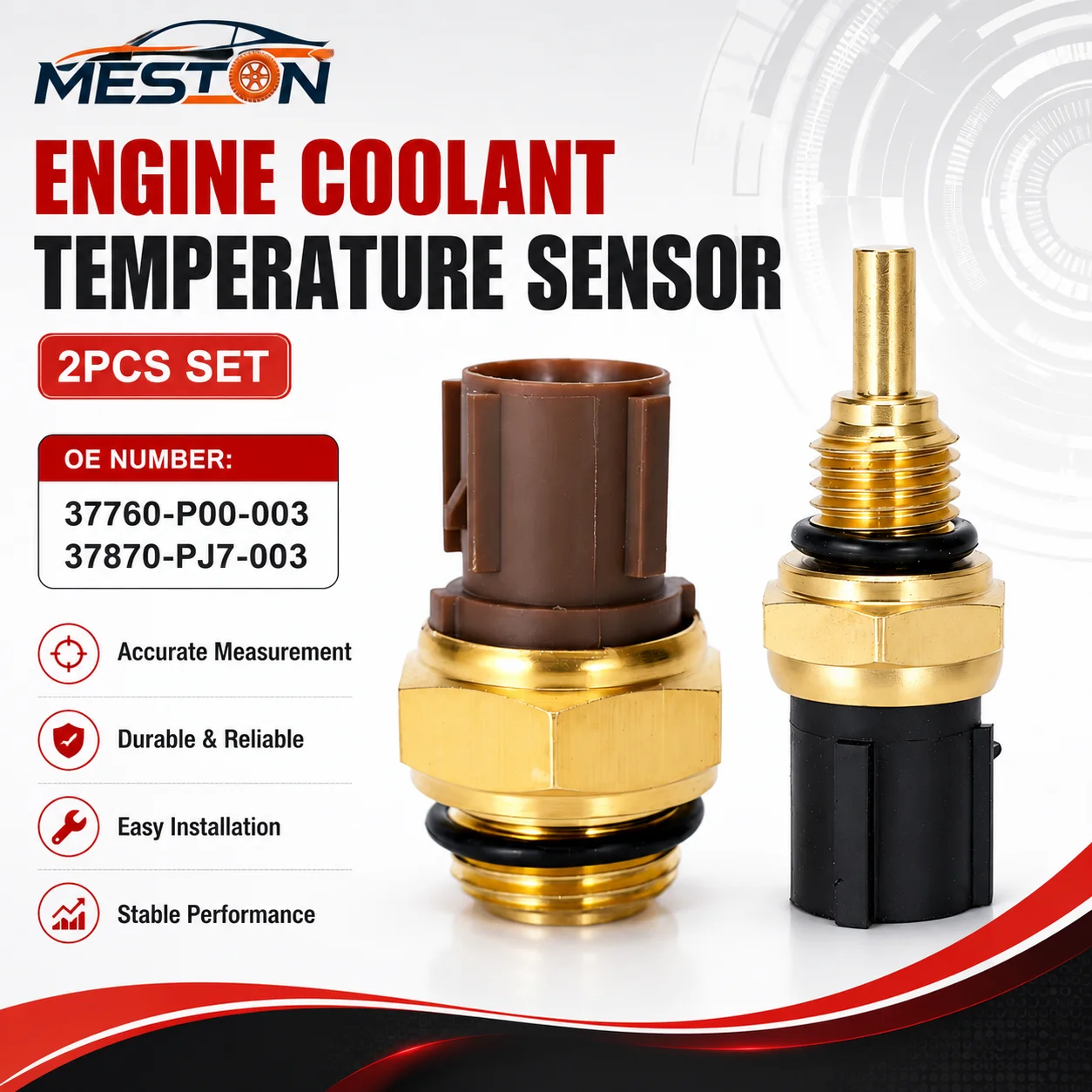 

2PCS Engine Coolant Temperature Sensor Switch for Honda CR-V Civic Acura Isuzu 1992-2006 OE 37760-P00-003 37870-PJ7-003