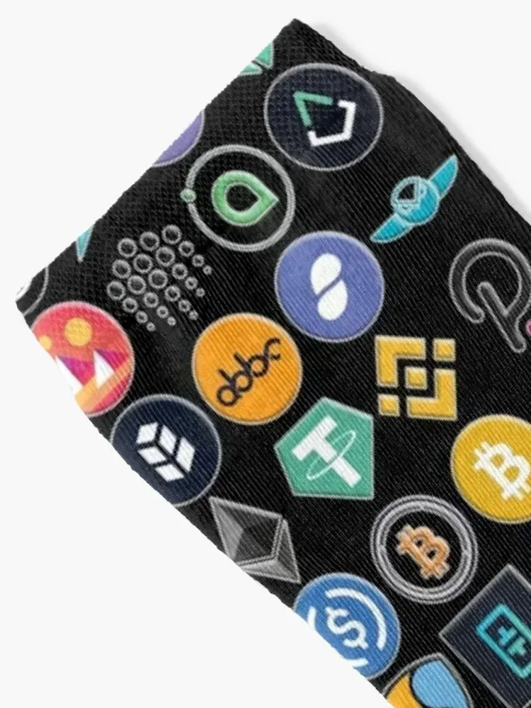 Crypto Logos 3D on Black Socks Lots new year Men Socks Luxury Brand Women's