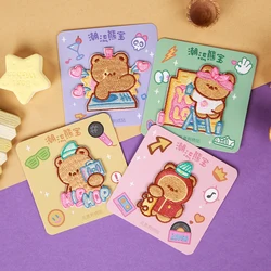 AHYONNIEX Cartoon Music Bear Embroidery Repair Patches Bag Jacket Jeans Strip Iron On Patches for Clothes Small Glue Sticker