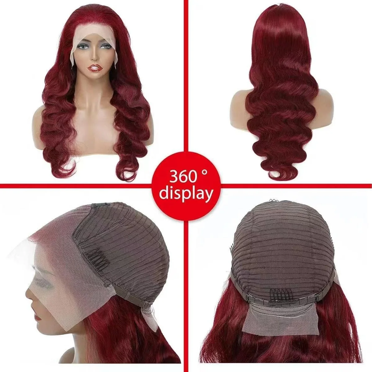 99j Burgundy Lace Front Wigs Human Hair Wine Red Wig 220% Density 13x4 Red Burgundy Wig Body Wave Lace Front Wigs Burgundy Human Hair for Women HD Transparent 99j Burgundy Red Wine Body Wave Lace Fron image 5