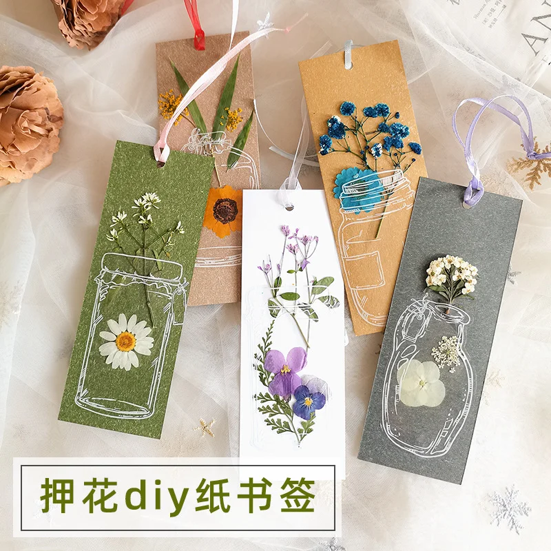 Embossed Bookmarks, Colorful Embossed Paper Bookmarks, DIY Handmade Items for Kindergarten, Valentine's Day, Real Leaf Plant Specimens, Vintage Style Greeting Cards, Gift Plant Tags