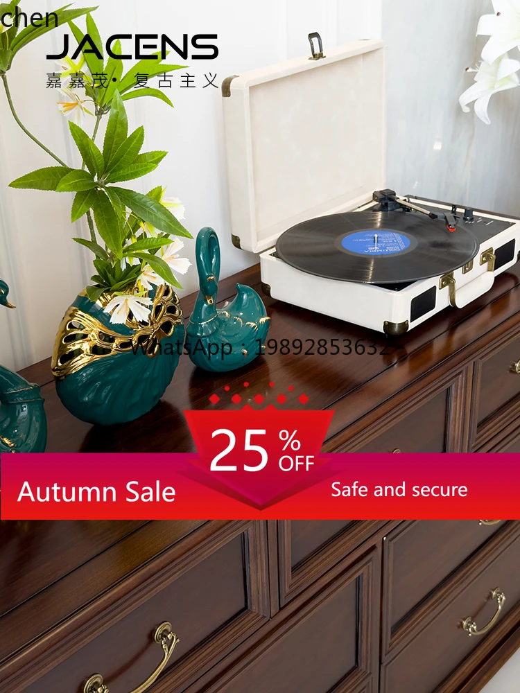 

Living Room Pure Solid Wood Chest of Drawers Vintage Dining Side Cabinet Bedroom Solid Wood Storage Cabinet