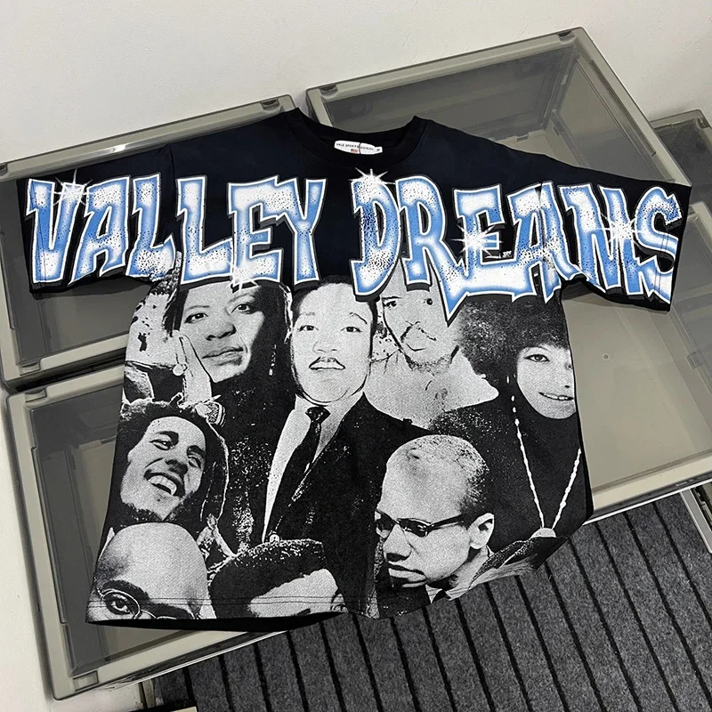 

Harajuku хорошее качество VALE VALLEY Dreans мытая ручная ношенная футболка модные футболки мужские летние стильные женские винтажные футболки футболка