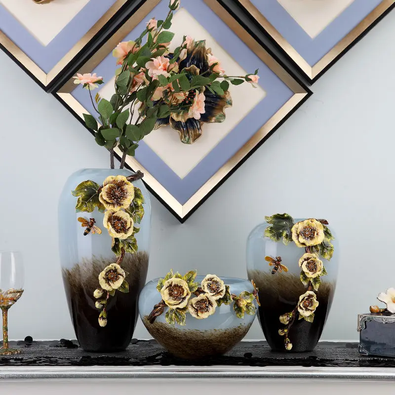 

Enamel colored glass vase, living room, bedroom, Xuanguang decoration, feng shui ornament