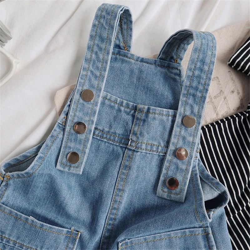 Summer Baby Overalls Denim Suspender Loose Shorts Clothes Solid Color Outwear Kids Boys Girls Casual Jumpsuits