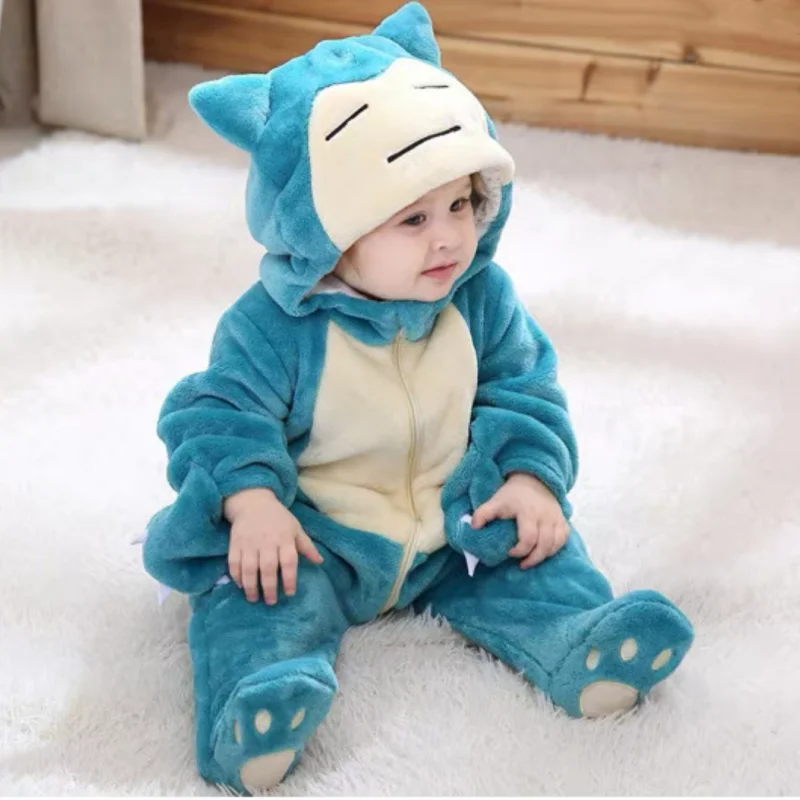 Snorlax Pokemon Pikachu Baby Jumpsuit Cute Pajamas Clothing Newborn Baby Jumpsuit Babies Cute Cosplay Hooded Children\'S Wear