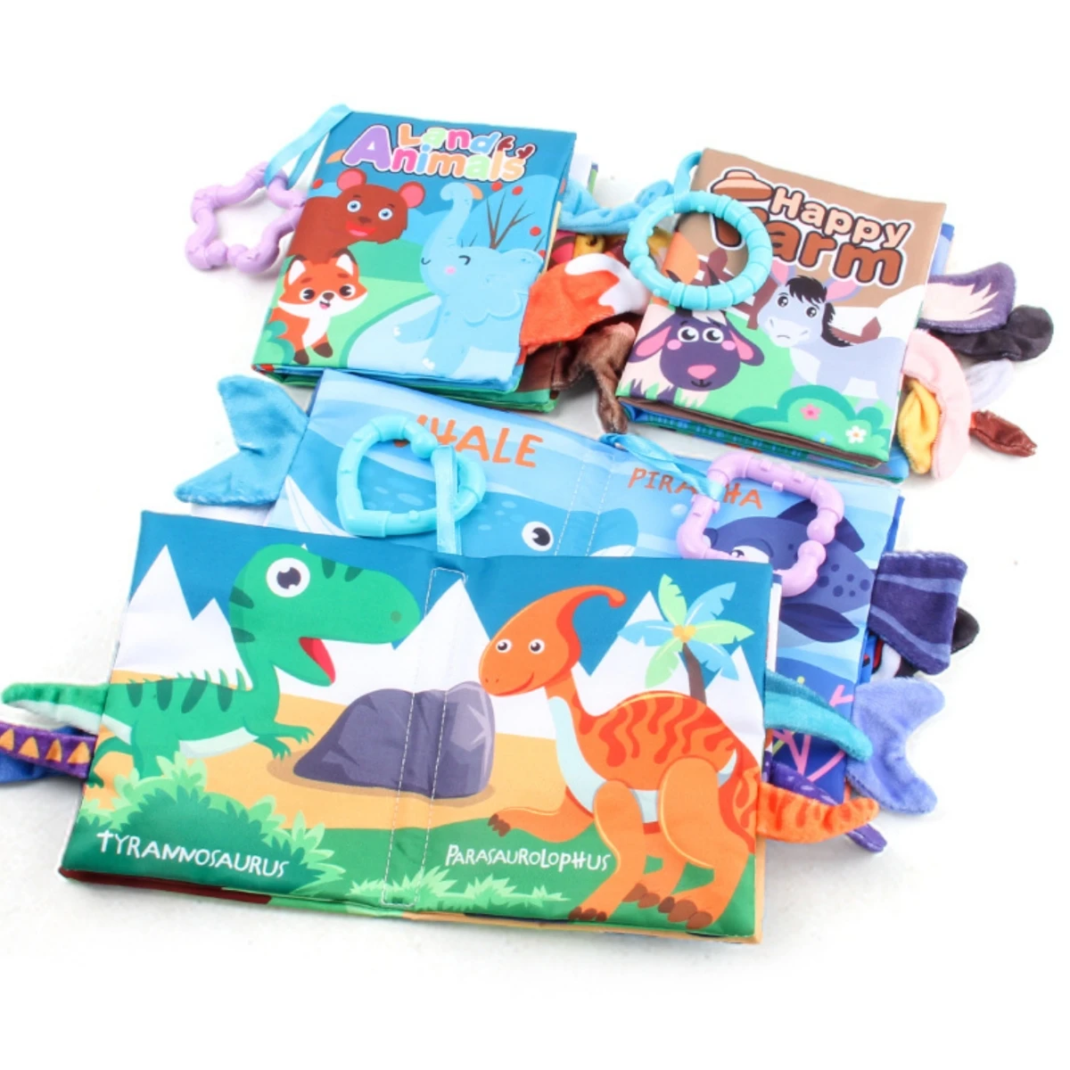 Libro de tela 3D para bebé, juguete de aprendizaje temprano, rompecabezas de cola de Animal, paño suave interactivo para padres e hijos, juguetes para bebés en caja de regalo, 0-36M