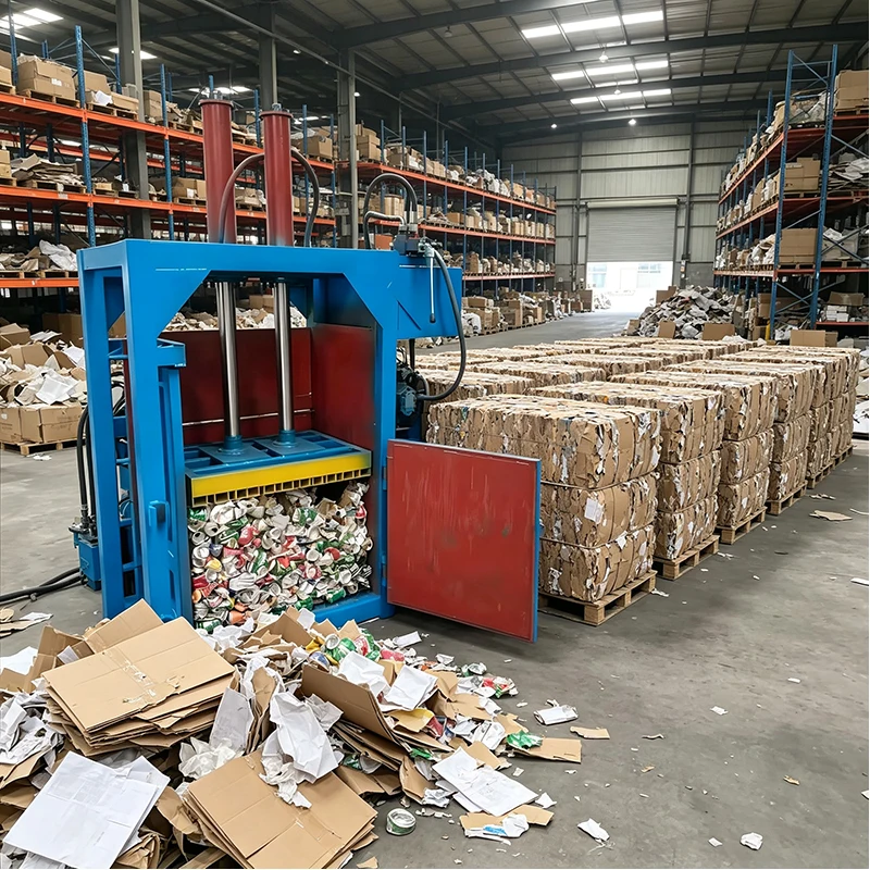 Carton Baler Machine Vertical Hydraulic Baler for Cardboard Packaging Waste Compression with 10T Press Capacity System