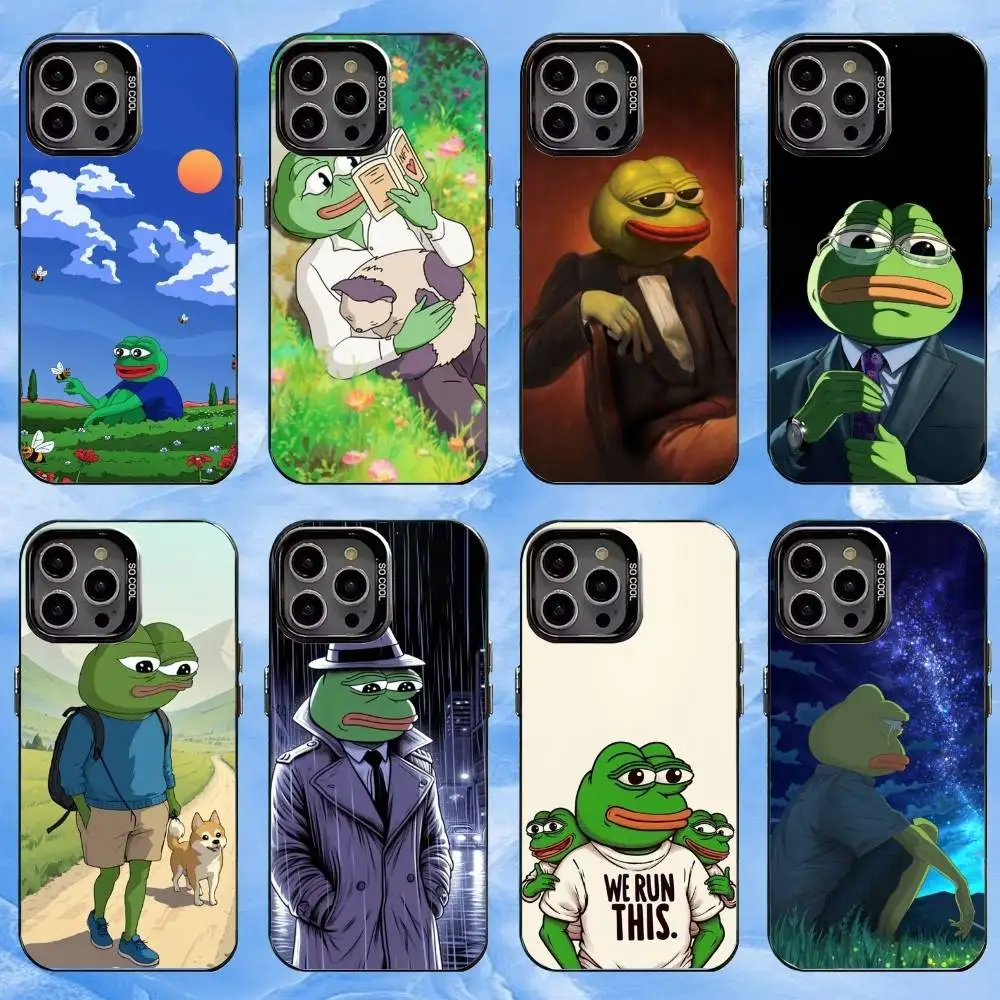 

Sad Frog Pepe Phone Case For iPhone17,16,15,14,13,12,11 Plus,Pro Max Black Candy silver phone case