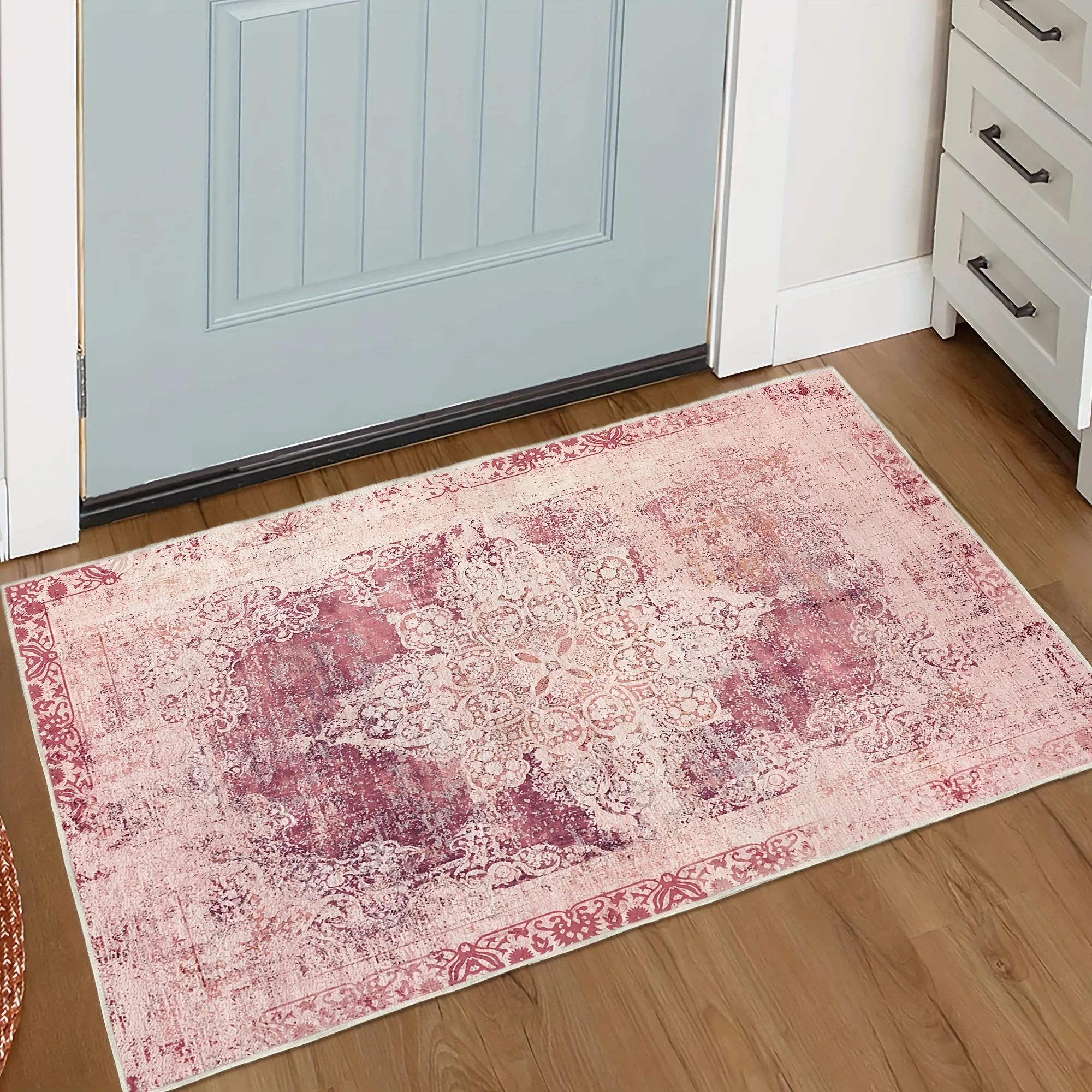 Bohemian Pink Carpet Bathroom Anti-silp Door Mats Suitable for Living Room Entrance Decorations and Accessories Pad Bedroom Rugs