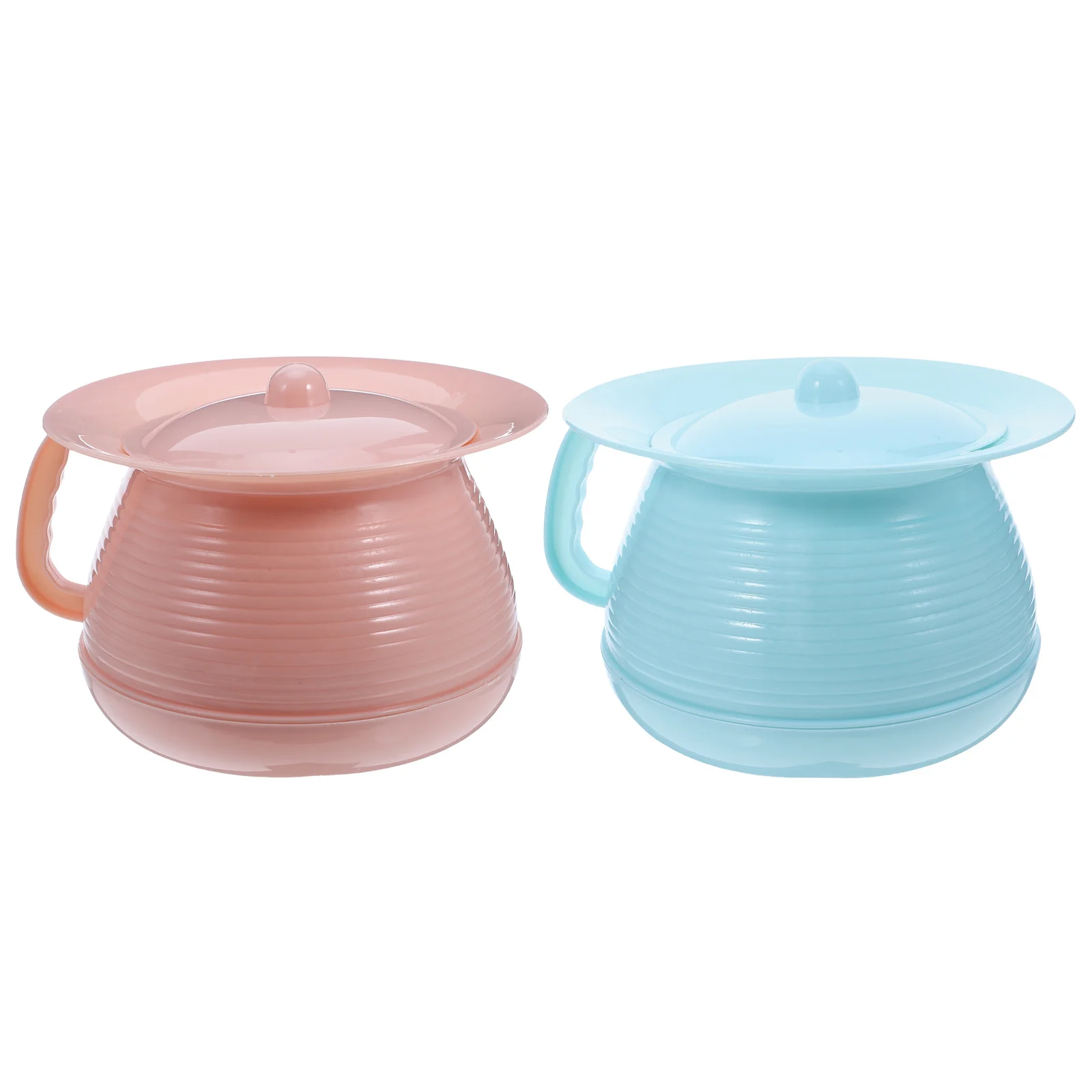 2 قطعة قعادة المحمولة زجاجة مبولة وعاء الغرفة مع مقبض غطاء للأطفال النساء الرجال السفر التخييم المرحاض الكبار مرحاض محمول #5