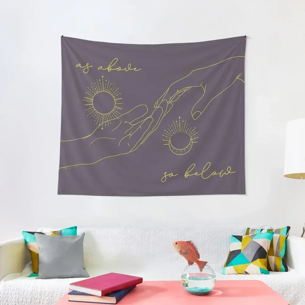 

As Above So Below- Touching Hands Yellow Tapestry Aesthetic Room Decors Things To The Room Tapestry