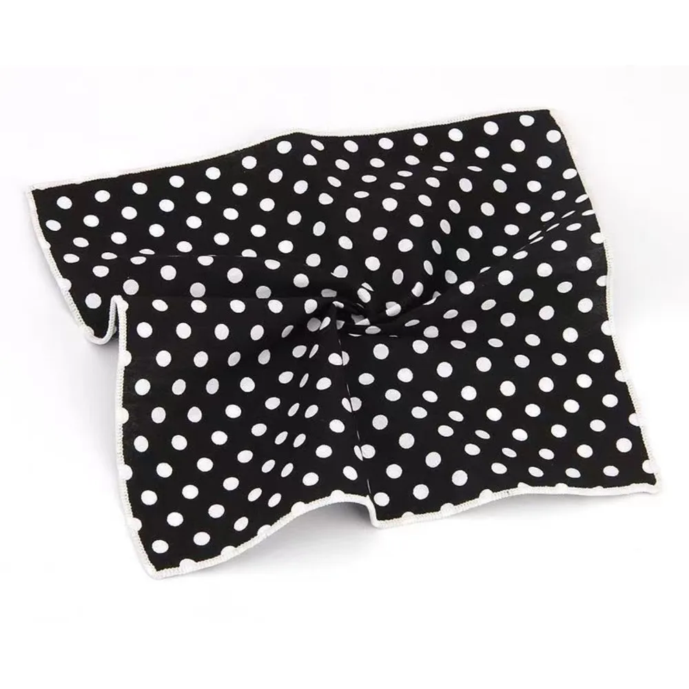 Men\'s Polka Dot Pocket Square Cotton White Navy Handkerchief Formal Dress Wedding Party Suit Scarf Bridegroom Chest Towel Hanky