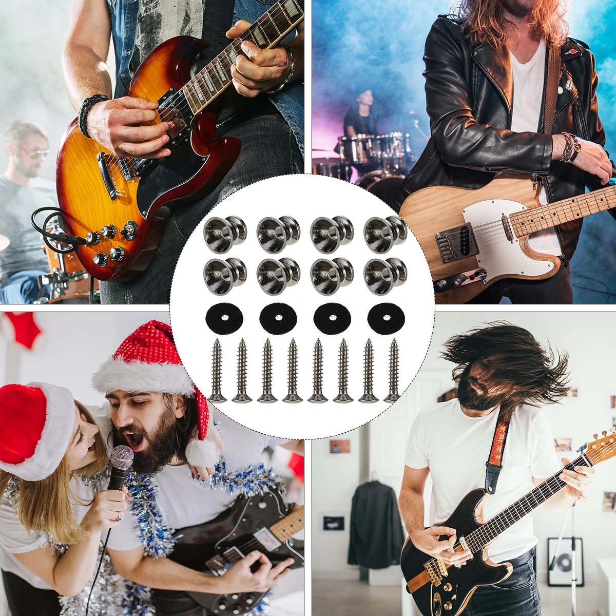 

24 Pcs Guitar Strap Buckle Belt Fixator Non-slip Tail Nail Buttons with Lock Accessories Foam Cotton Screw Bolt