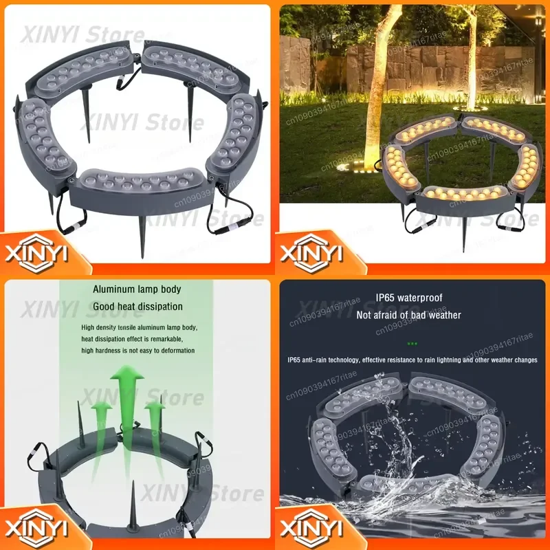 Spliced LED Outdoor Tree Wrap Light, Waterproof Ring Pole Lamp for Garden Landscape Project Decorative Lighting