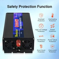 Pure Sine Wave Inverter 6000W 5000W 4000W DC 12v 24V AC 220V 50HZ/60Hz dual European plug solar automotive inverter transformer