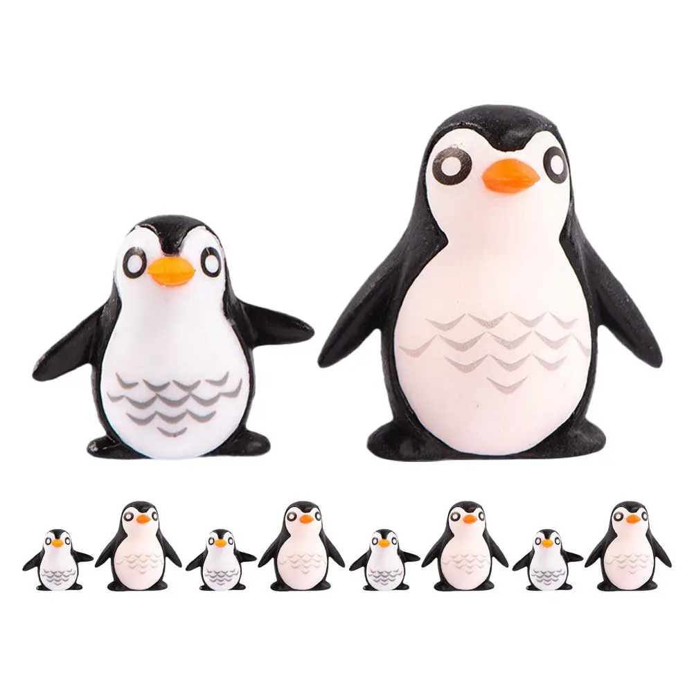 10Pcs Mini Resin Penguin Animals Micro Landscape Decoration Miniature Statue Home Office Study Decor Tiny Resin Animal Party