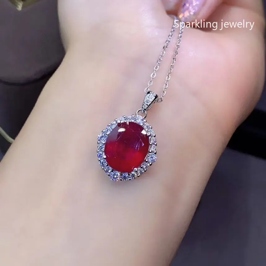 

100% Natural and Real Ruby Pendant Fahsion Ruby Necklace 925 Sterling Silver for Men or Women