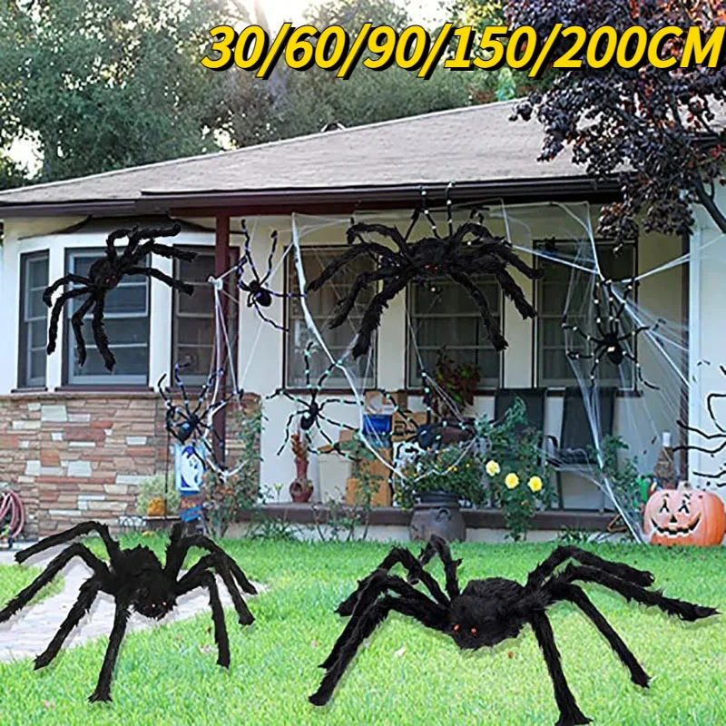 Halloween Scary Black Plush Spider Decoration Oversized Spider Decoration Props Party Chamber Prank Simulation Plush Spider