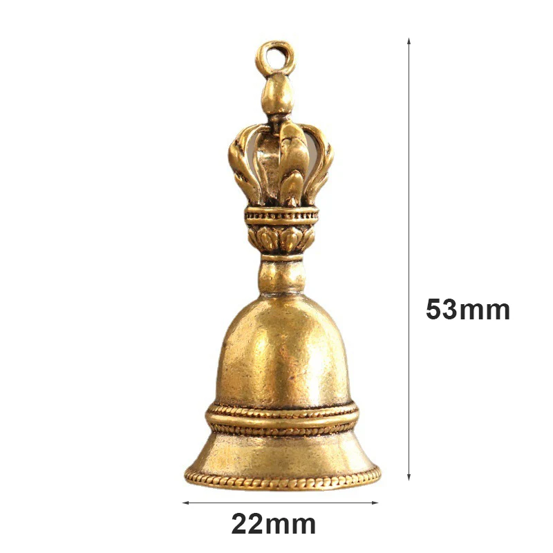 1PC Vintage Brass Hand-cranked Bell Charm Pendant DIY Keychain Pendant Home Decoration Craft