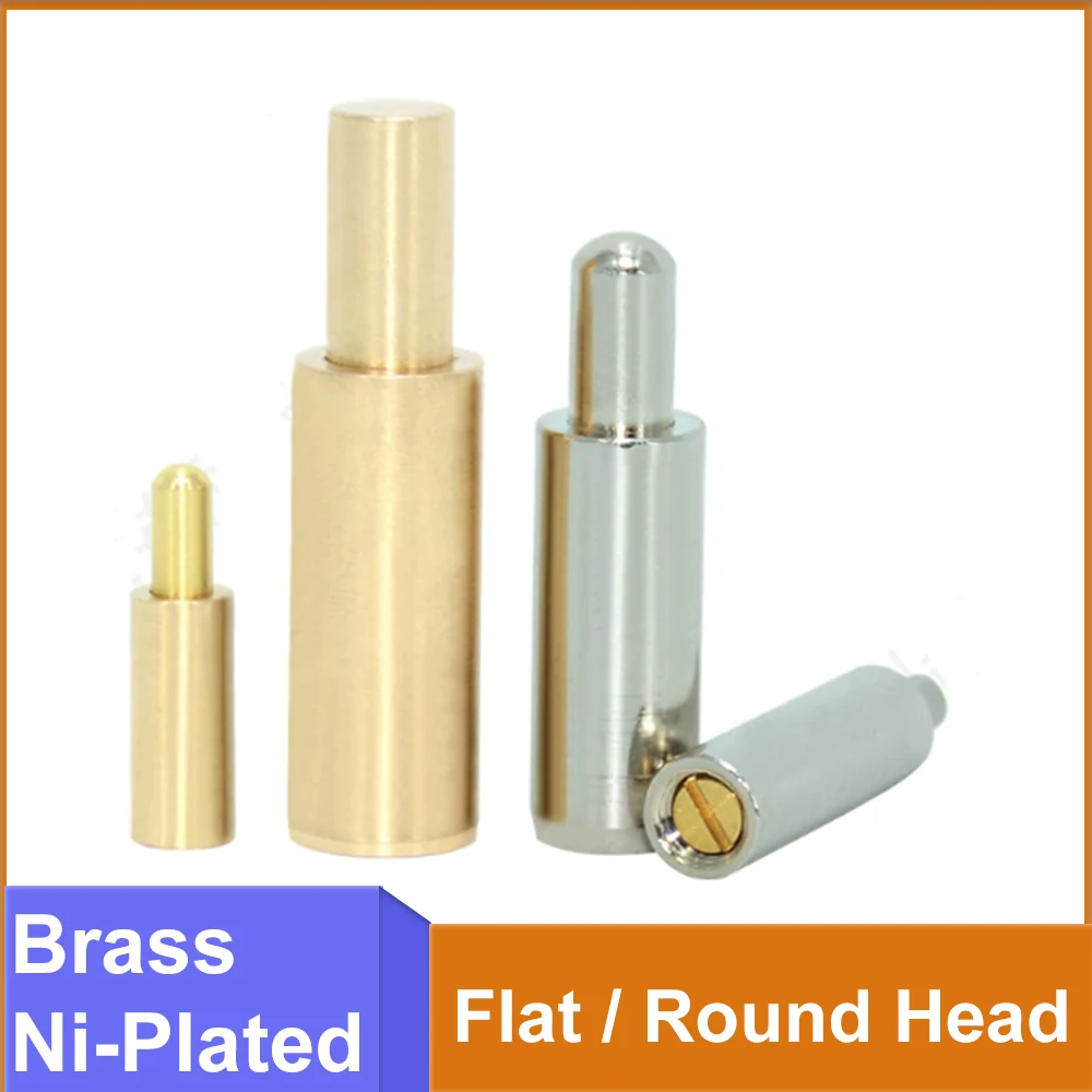 Flat / Round Head Spring Loaded Plunger Ni-Plated Brass Small Dia Indexing Locating Pin Press Fit Spring Positioning Column