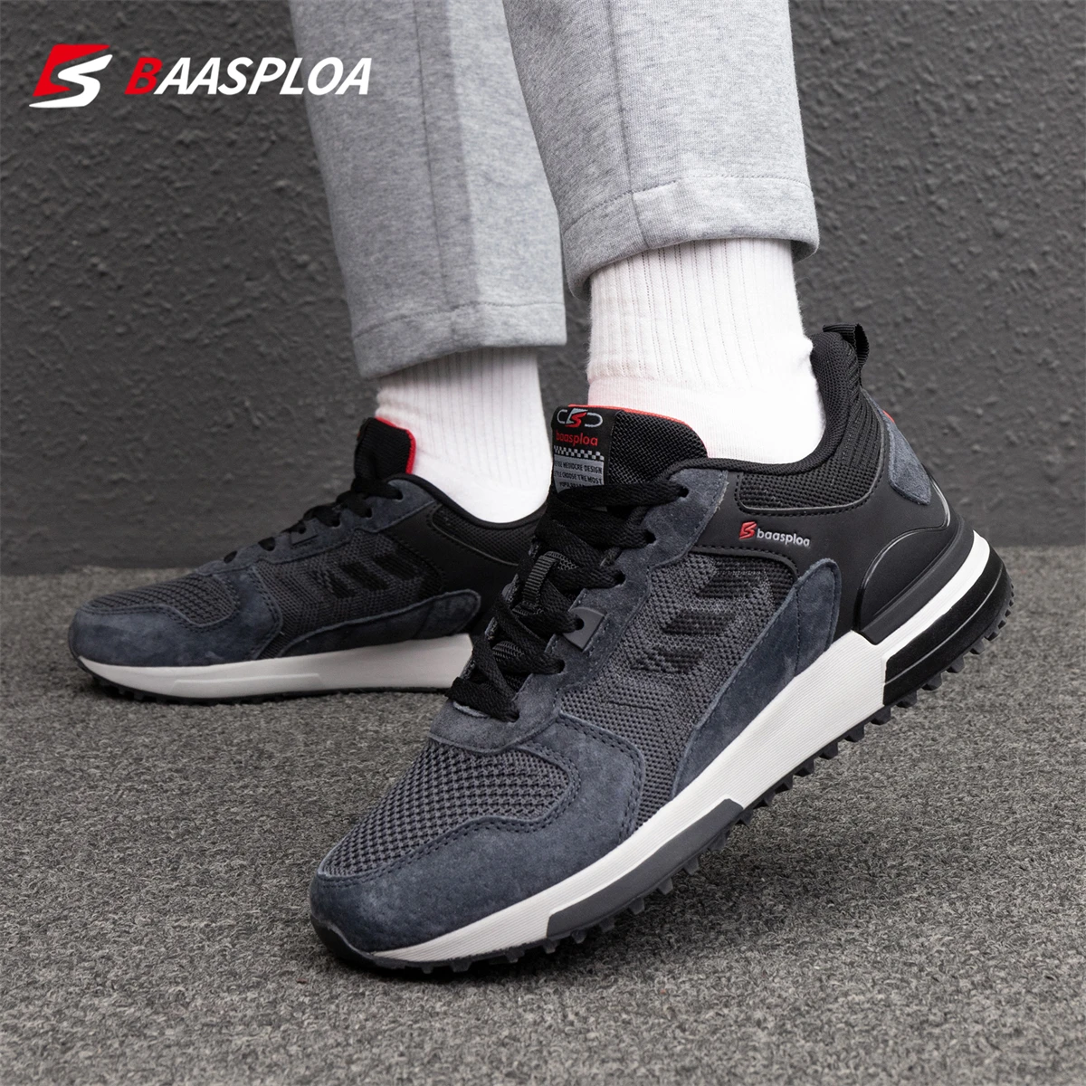 Baasploa-zapatos para caminar para hombre, zapatillas de baloncesto antideslizantes, transpirables, superficie de malla para exteriores, a la moda