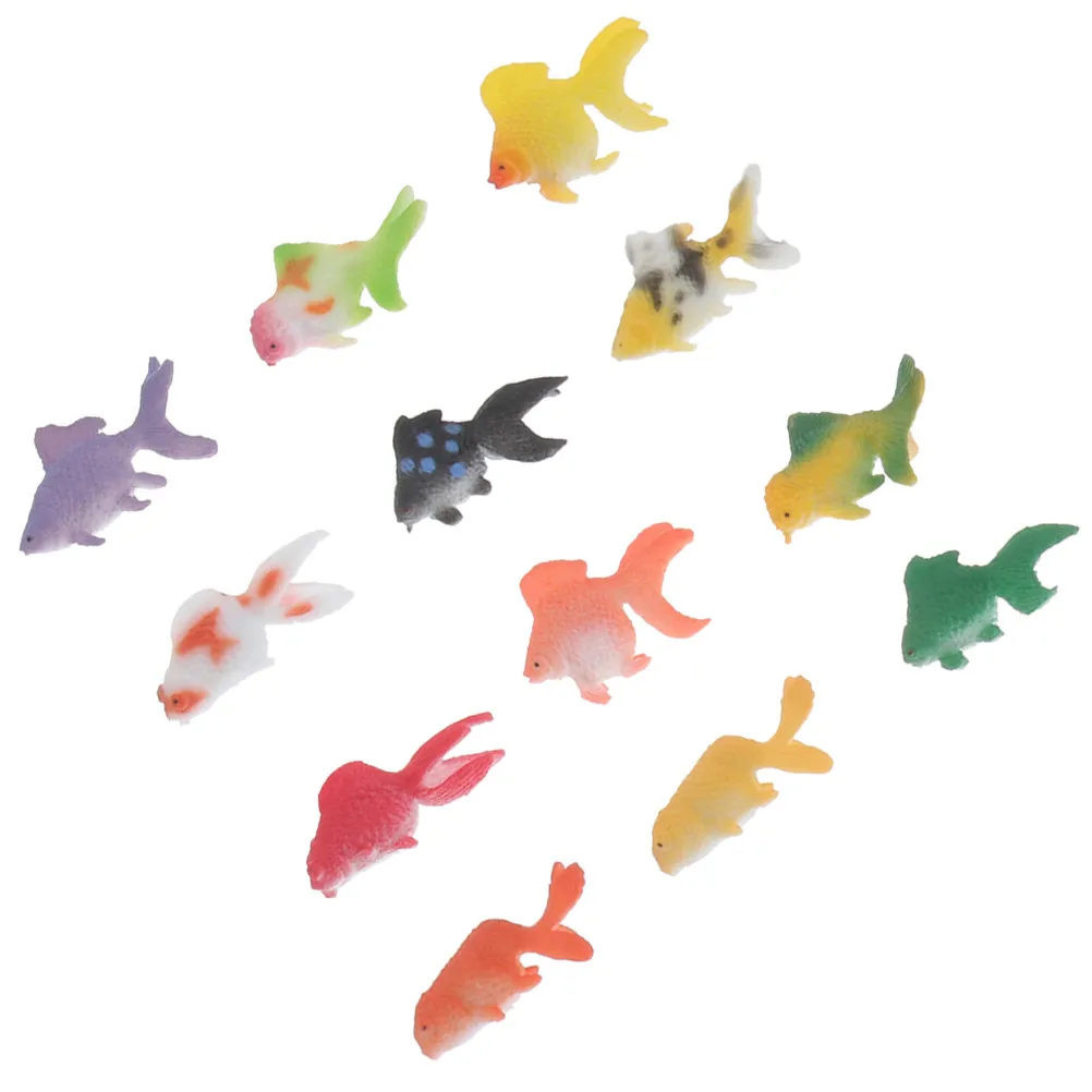 

12Pcs Simulation Goldfish Models Compact Size Space Saving Stylish Decor for Kids Lifelike Animal Playthings Educational Nature