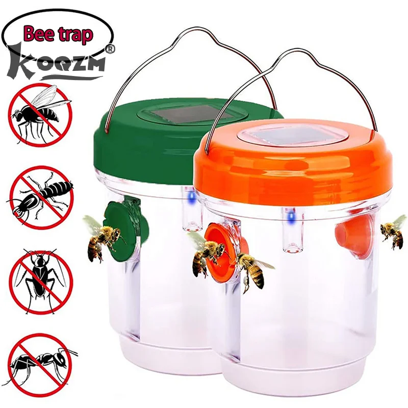 

Solar LED Light Fruit Fly Trap Killer Hanging Outdoor Catcher Insect Reusable Garden Orchard Bee Trap Killer Flies Catcher