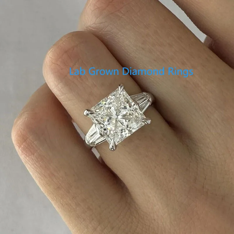 

5 карат основной камень, сертифицированное IGI кольцо принцессы DEF VS-VVS Platinum 950 для женщин, обручальное кольцо с бриллиантом CVD HPHT в лаборатории