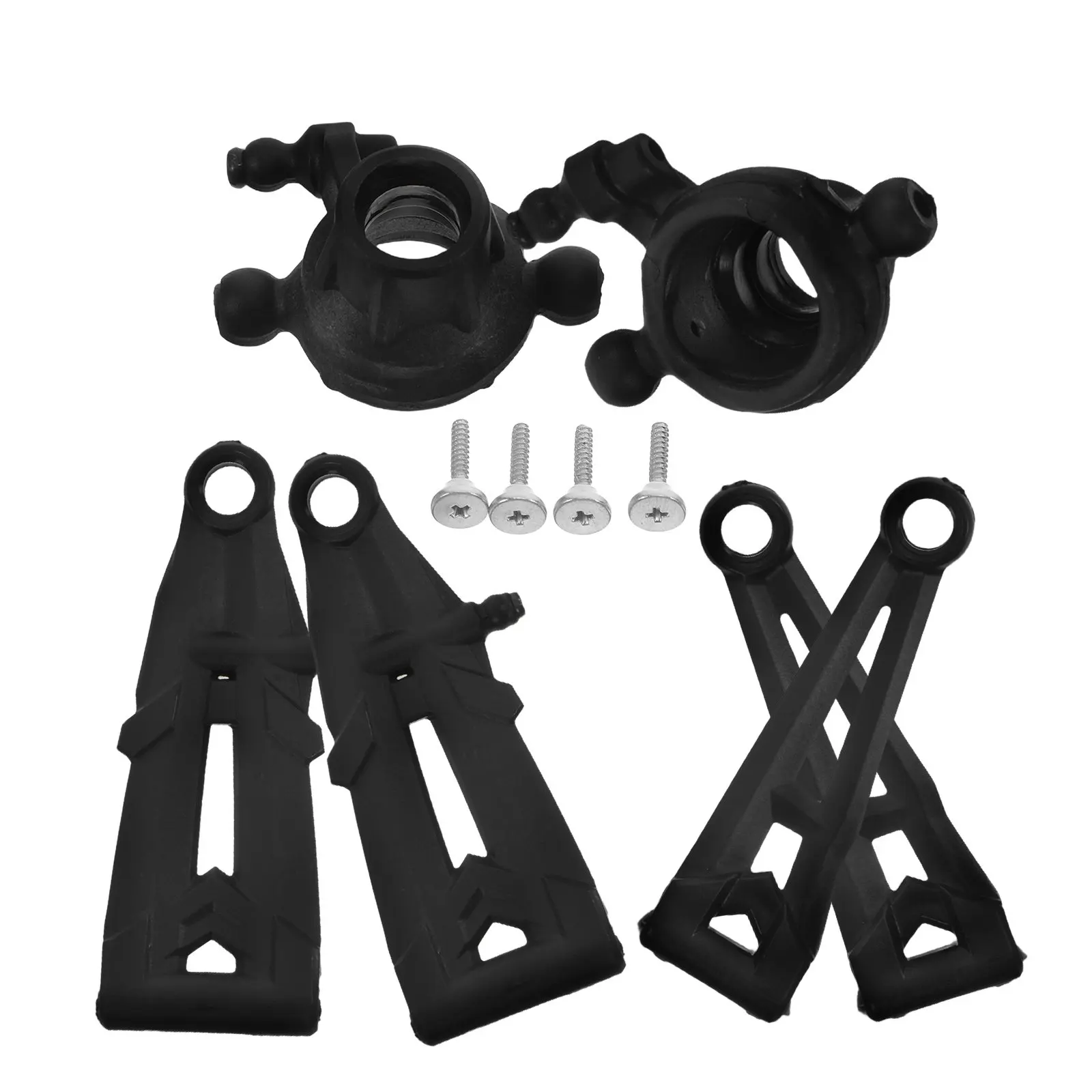 

3 пары запасных частей для радиоуправляемых машин 4WD: черные пластиковые передние и задние верхние и нижние рычаги подвески, рулевые кронштейны, для самостоятельной замены