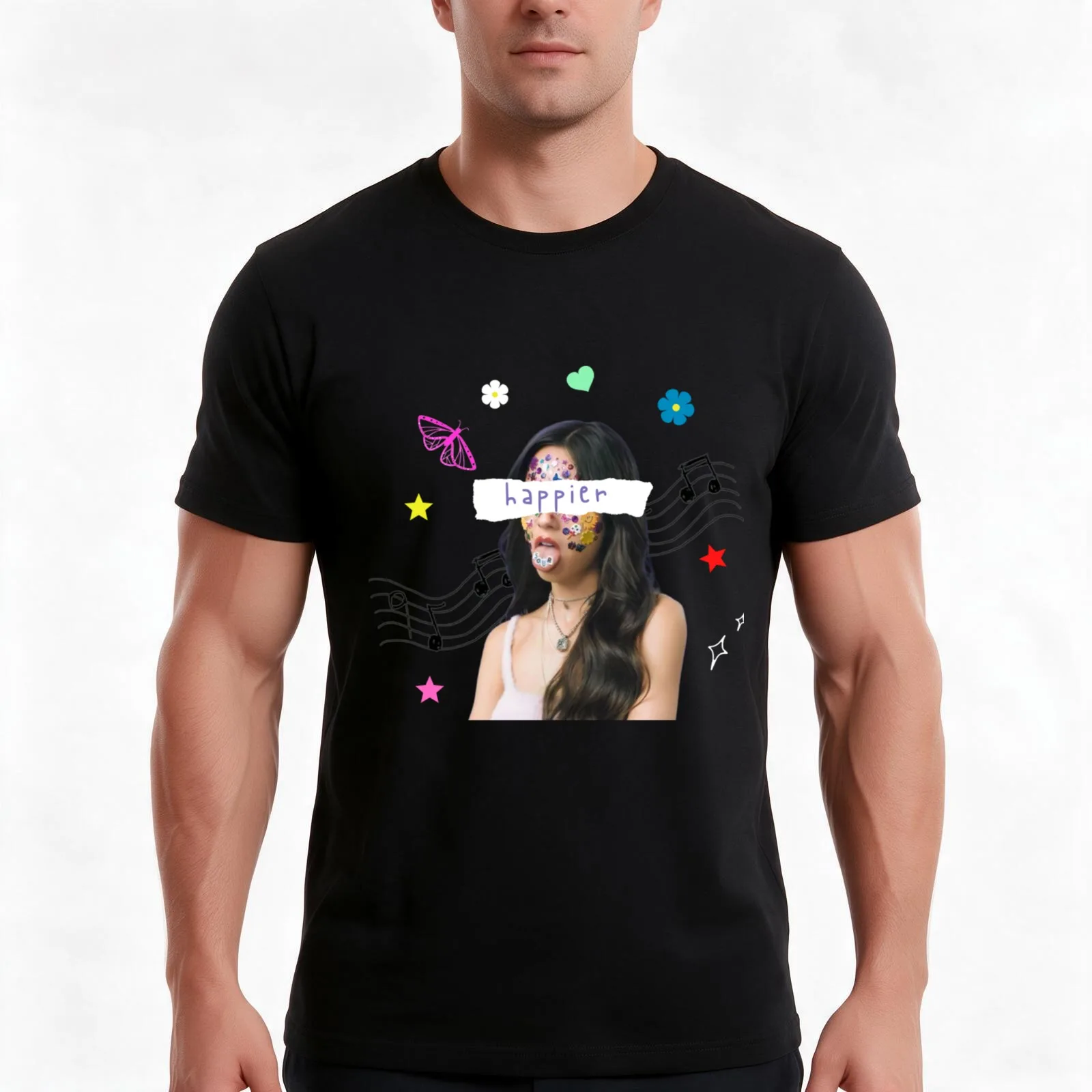 Happy Oliv Cute Girl T-Shirt, Summer Casual Cotton Tee, Oversized Streetwear Tops, Vintage Graphic Print, Loose Fit Short Sleeve