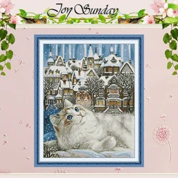 Cat City Patterns Zestaw do haftu krzyżykowego DIY 11CT 14CT 16CT Zestaw do haftu krzyżykowego DMC Robótki ręczne Dekoracja domu