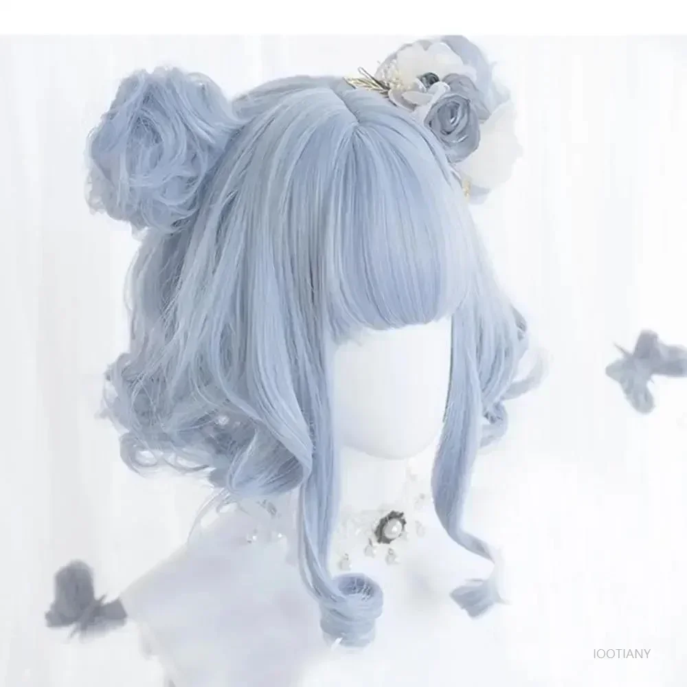 

CosplayPerruque de Cosplay Courte Bouclée Lolita pour Halloween, Kawaii, Anime, ReplBlue Bun, Lady Cute, Carnaval