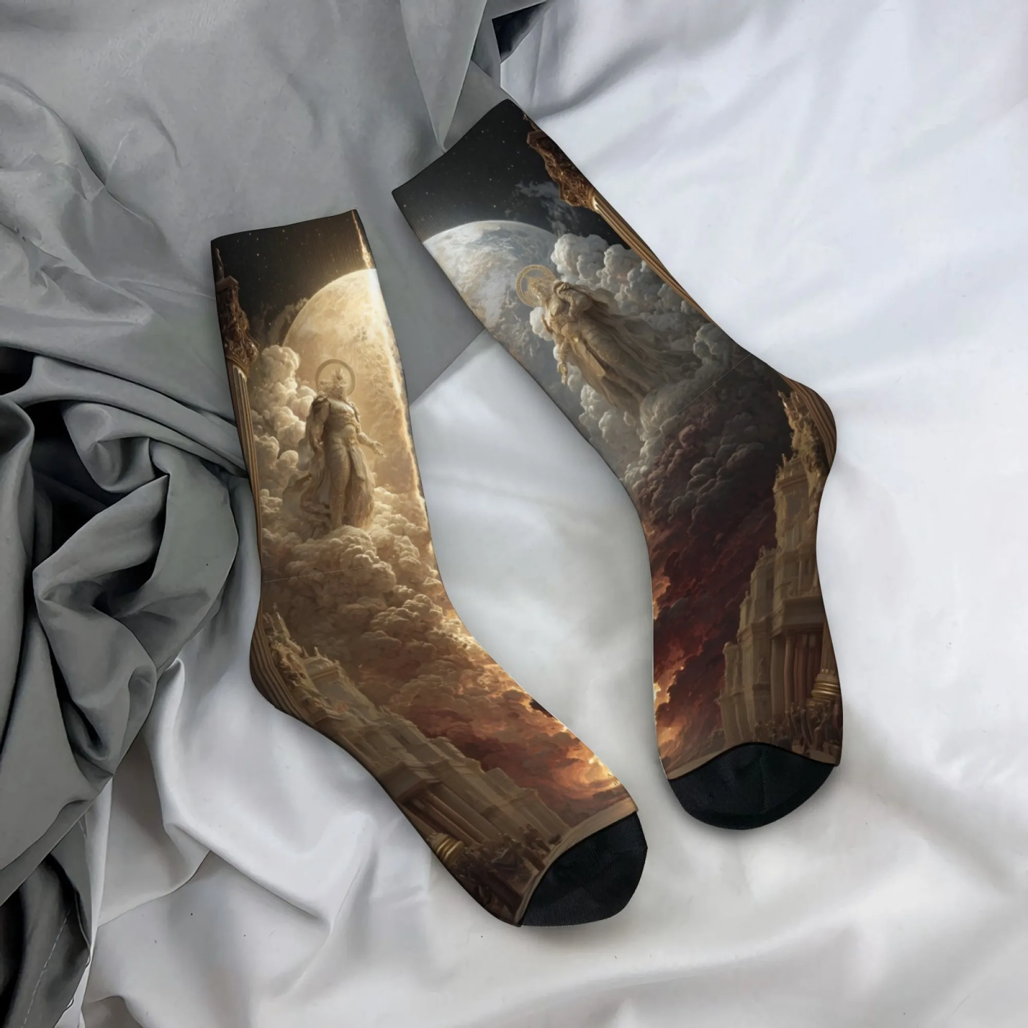 

Sacred Cloud Icon Print Men's Socks - Novel Harajuku Retro Classic Heaven Style Casual Socks - Crazy Party Holiday Gift