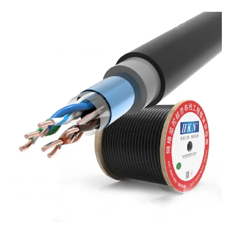 HKN 23AWG UTP FTP SFTP CAT 5E 6A Network Lan Cable with Reel Outdoor Pure Copper Ethernet Communication Cable 305m