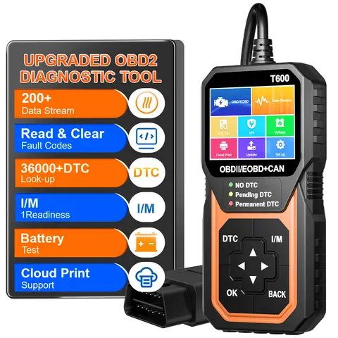 OBD2 Scanner Car Diagnostic Tools Code Reader Battery Tester OBDII Read Clear Fault Scan Tool Auto Accessories Engine System Detection Repair Tools T600