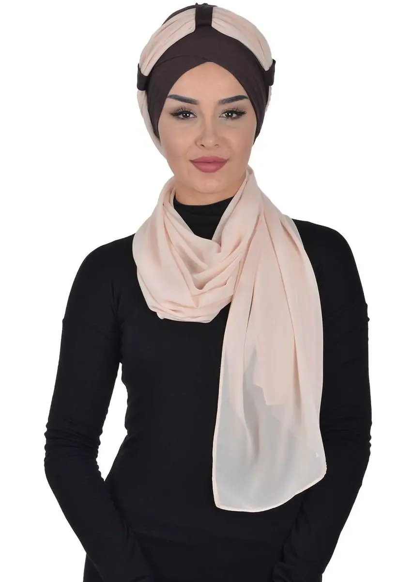 Chal de gasa de algodón peinado marrón