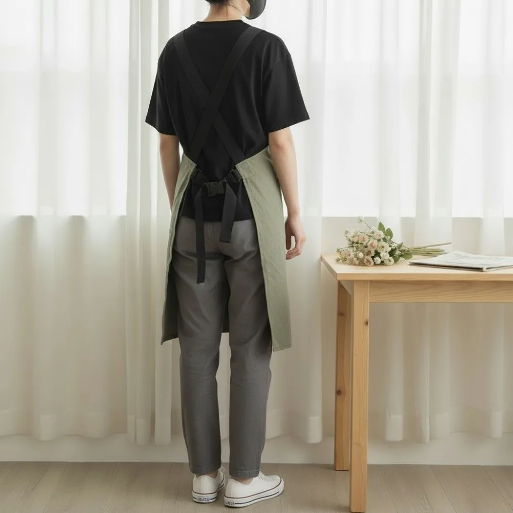 

Waterproof Cooking Apron Simple Stain-proof Cross Strap Apron Protective Breathable Catering Work Clothes Coffee House