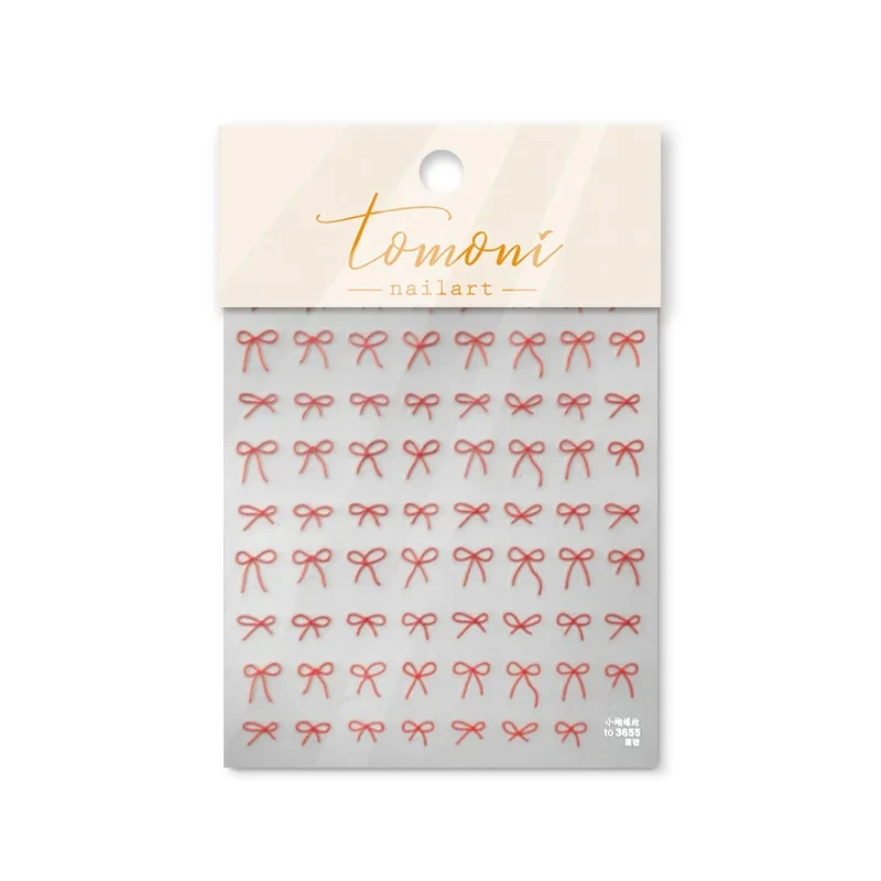 1PCS Black White Sweet Bow Nail Stickers 3D Self Adhesive Japanese Bowknot Nail Art Decoration Sticker Manicure Decals Parts DIY