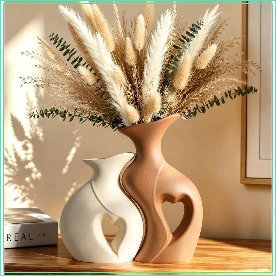 Heart Linked Couple Ceramic Vase Set