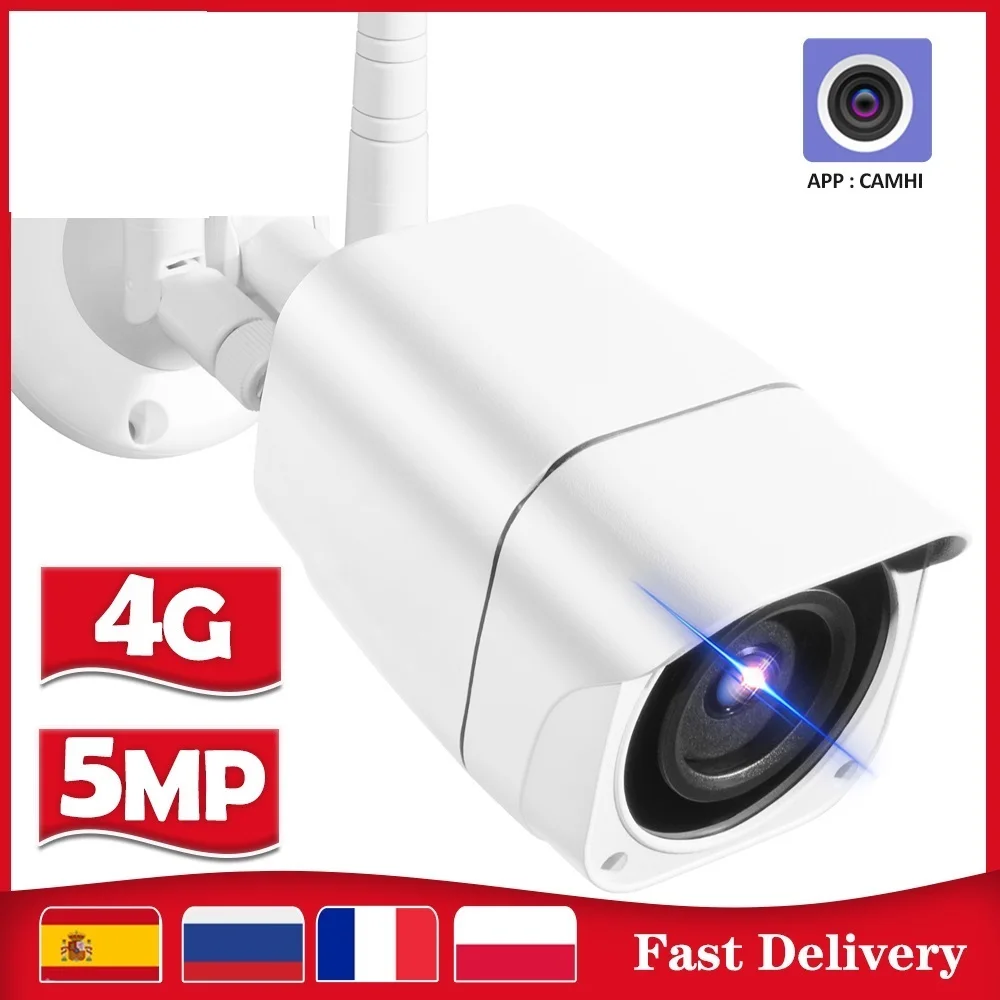 Nieuwe 4G Sim Kaart Ip Camera 1080P 5mp Hd Draadloze Wifi Outdoor Beveiliging Bullet Camera Cctv Metaal P 2P Onvif Twee Weg Audio Camhi