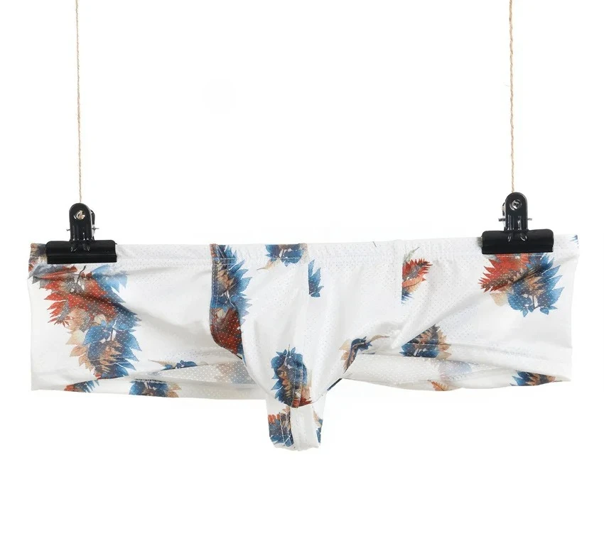 

Printed Mesh Bulge Boxy Underwear for Men Sexy U Convex Pouch Boxer Briefs Ice Silk Quick Dry Elastic Sweat Absorb Sports Trunks