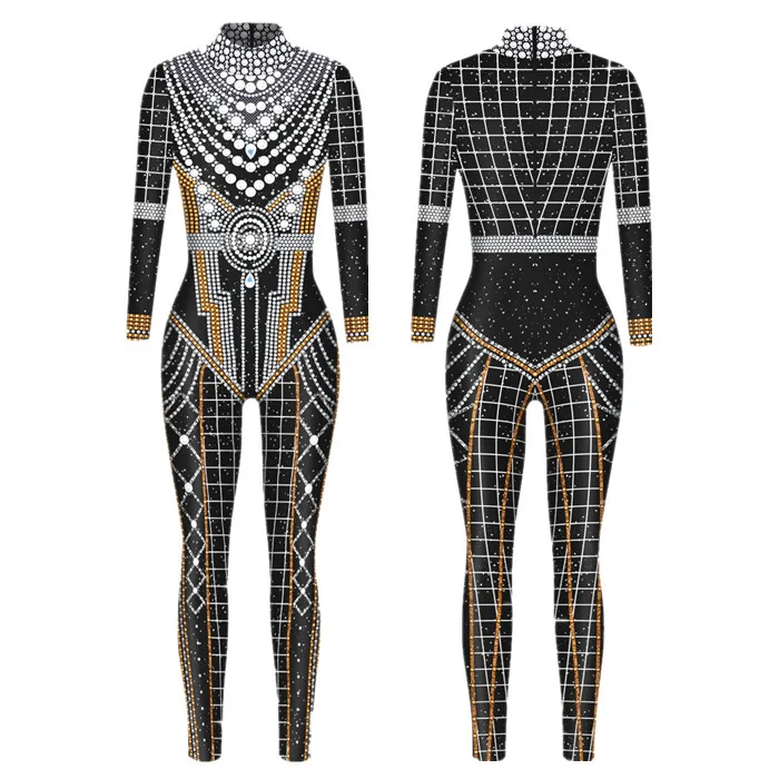 Zentai Women Sexy Lace Slim Tight Jumpsuit Cosplay Costume Halloween Party 3D Printing Catsuit Bodysuit Fancy Clothing