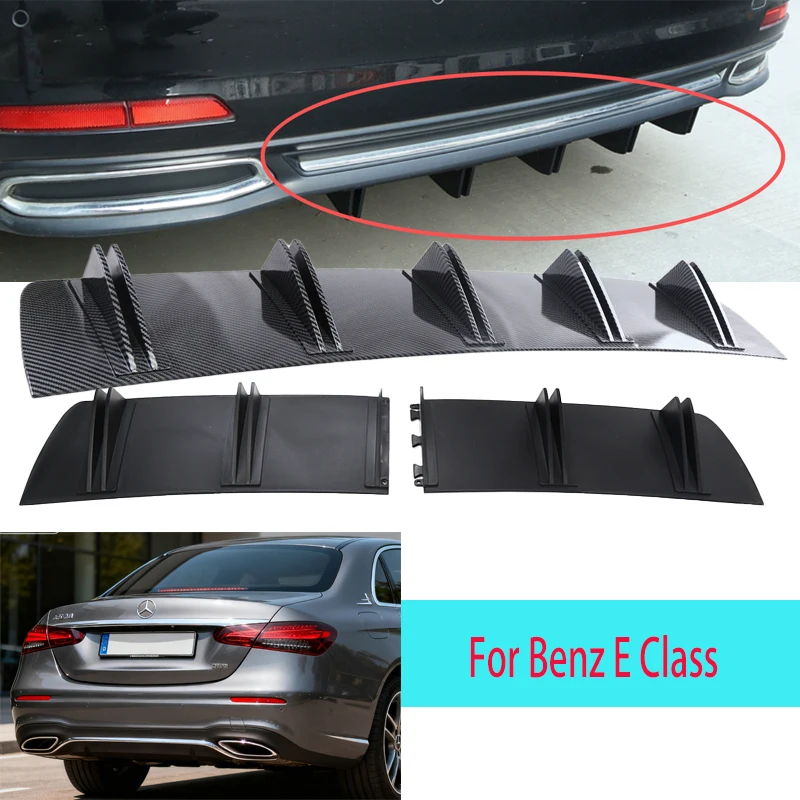 

For Mercedes Benz E Class Car Rear Bumper Lip ABS Double Wing Rear Shark Chassis Fin Style Curved Bumper Lip Diffuser Anti-colli