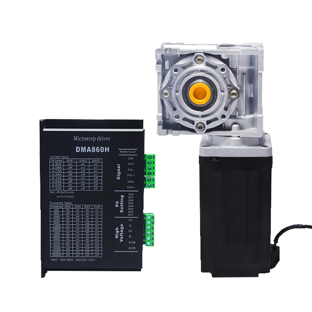 

NEMA34 12.5Nm Stepper Motor with RV040 5-100ratio Worm Gearbox with Driver Kit 86BYG