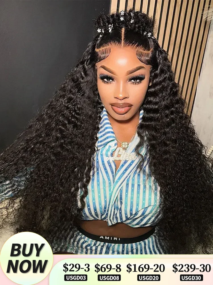 

38 Inch Curly Lace Front Human Hair Wigs For Black Women Pre Plucked Brazilian Hair 13x4 Deep Wave Frontal Wig 13x6 Lace Wig